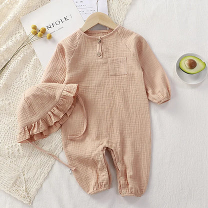 Baby Clothes Newborn Jumpsuit Girls Boys Muslin Spring Autumn Cotton Long Sleeve Infants Romper 0-24M