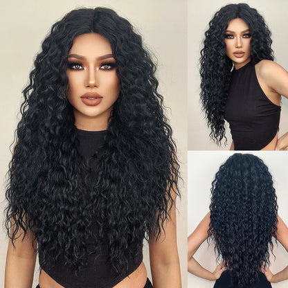 GEMMA Long Wavy Omber Brown Blonde Lace Front Wigs for Women Middle Part Lace Synthetic Wig Heat Resistant Cosplay Daily Hair