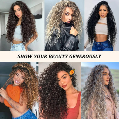 Hawaii Ocean Wave Braiding Synthetic Hair Curly Crochet Hair Extension Goddess Locs Premium Hair Boho Style Hairpiece For Women