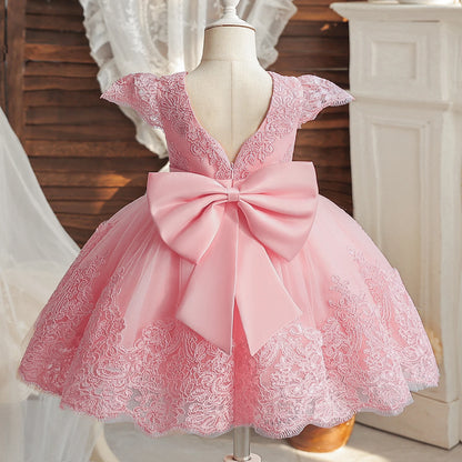 Embroidery Elegant Princess Dress for Girls Luxury Golden Lace Vintage Children Festival Party Gown Baby Formal Weddings Dresses