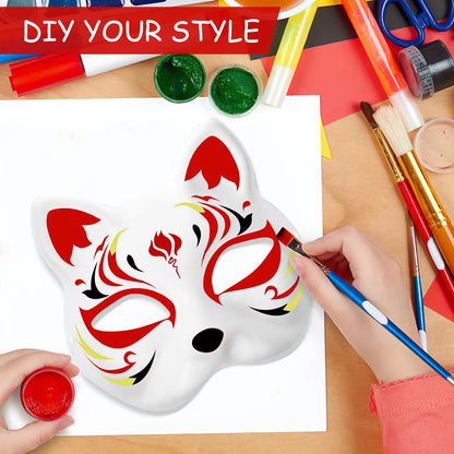 2Pcs DIY Unpainted Masquerade Mask White Paper Blank Animal Mask for Cosplay Cat Decoration for Easter Mardi Gras Carnival