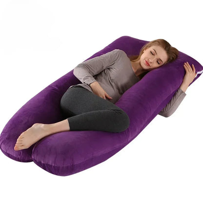 Maternity Pillow Multifunctional Crystal Velvet Lumbar Spine and Abdomen Support U-Shaped Cushion Pregnant Women Body Pillow