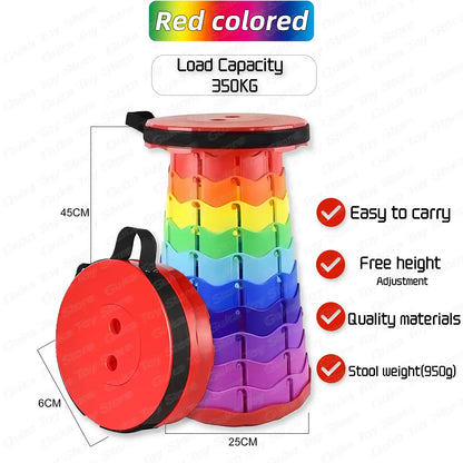 2024 New Folding Stool Portable Round Folding Chair Accordion Chair Height Adjustment Elephant Swing Playground Queue Chair
