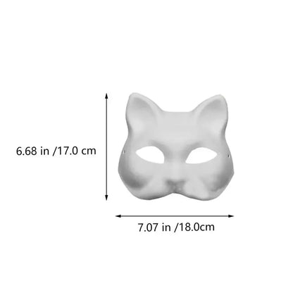 2Pcs DIY Unpainted Masquerade Mask White Paper Blank Animal Mask for Cosplay Cat Decoration for Easter Mardi Gras Carnival