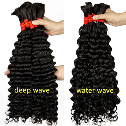 Human Braiding Hair Deep Wave Bulk Human Hair for Boho Braids 100% Brazilian Virgin Curly Hair for Braiding Hair Extensions