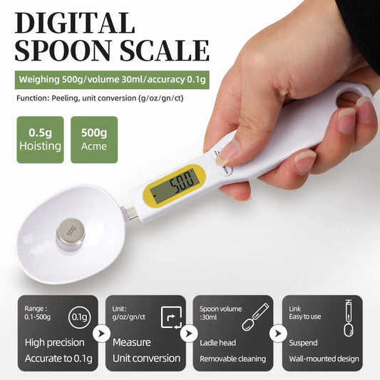 500g 0.1g Electronic Spoon Scale LCD Digital Kitchen Scale Weight Measuring Spoon Mini Kitchen Tool for Milk Coffee Food