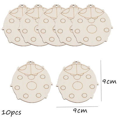 10pcs/set Easter Spring Wooden Ornament Insect Flower Hanging Pendants 2024 Spring Home Decorations DIY Gifts Wrapping Supplies