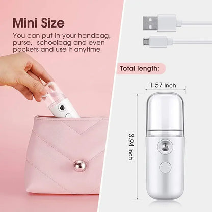 30ml Mini Air Humidifier Nano Facial Sprayer Portable Rechargeable Small Steamer Wireless Nano Personal Face Hydrat Sprayer