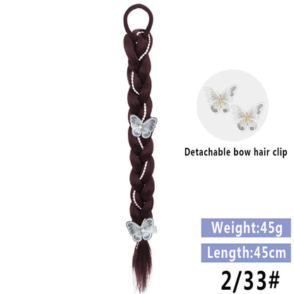 LUPU Synthetic Braided Ponytails Hair Extensions For Women With Elastic Hair Band Hairpieces Natural Black Brown Fake Hair