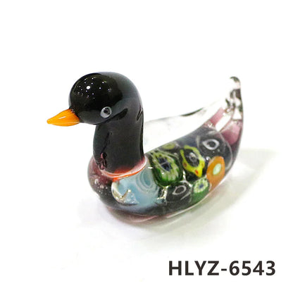Murano Glass Duck Mini Figurines Craft Ornaments Cute Animal Statue Easter Home Desktop Decor Collection New Year Gifts for Kids