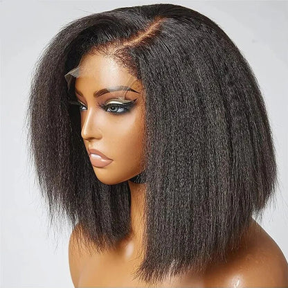 Wear Go Glueless Wig Kinky Straight Human Hair Wigs 6x4 HD Lace Closure Wig Pre Plucked Pre Cut Yaki Straight Human Hair Wigs