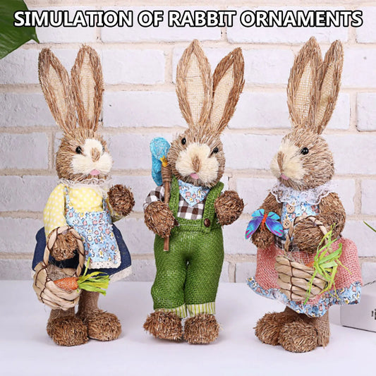 32x15cm Easter Simulation Bunny Home Garden Bunny Decoration Creative Straw Bunny