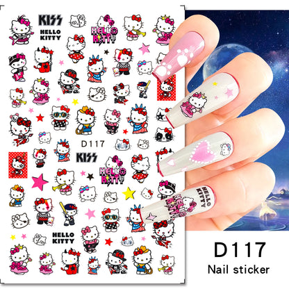 1PCS Cartoon Cute Melody Kuromi 3D Nail Stickers Press on Nails Sanrio Nail Art Decoration New Anime Nail Art Decals Stickers