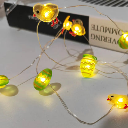 2M 20LED 2025 Easter Rabbit Carrot LED String Light Chick Eggs Fairy Light Garland kids room Happy Easter Party Home Decoration