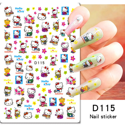 1PCS Cartoon Cute Melody Kuromi 3D Nail Stickers Press on Nails Sanrio Nail Art Decoration New Anime Nail Art Decals Stickers