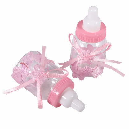 12pcs Clear Candy Chocolate Boxes Plastic Feeder Feeding Bottle For Wedding Party Birthday Baby Shower Favors Maternity Gifts