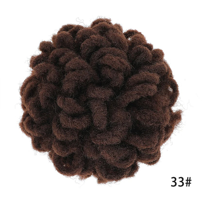 Dreadlocks Bun Afro Puff Drawstring Ponytail Hairpiece 8 Inch High Quality Synthetic Clip in Hair Extensions for Black Women