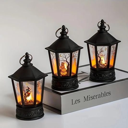 1pc Halloween Pumpkin Lantern LED Electronic Candle Easter Party Layout Decoration Ornaments Pagoda Wind Lamp Hanging