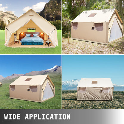 VEVOR Canvas Wall Tent with PVC Storm Flap Large Canvas Wall Tent Waterproof Camping Canvas Tents With Stove Camping Steel Pipe