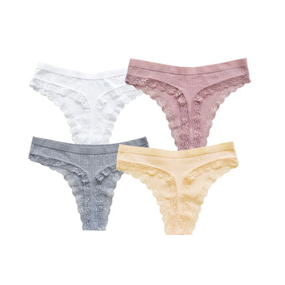 4Pcs/Set Cotton Panties Women G-string Female Underpants Sexy Lingerie M-XL Soft Seamless Underwear Low Waist Panties Intimates