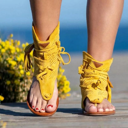2024 Women Retro Sandals Gladiator Ladies Clip Toe Vintage Boots Casual Tassel Rome Fashion Summer Woman Shoes Female Sandalias