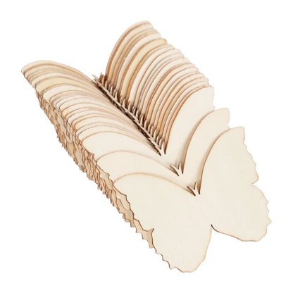 10pcs Unfinished Wooden Butterfly Blank Slice Kids Painting Toy Easter Home Decoration Wedding Birthday Party Gift DIY Crafts