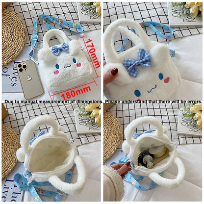 Sanrio Bag Kawaii Kuromi Cinnamoroll My Melody Cartoon Anime Plush Handbag Cosmetic Bag Travel Storage Bag Women Girl Gifts