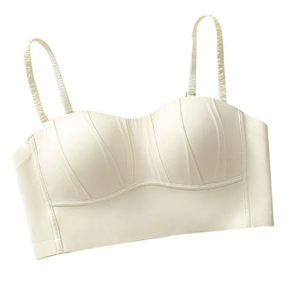 New Nylon French Pleated Bra New Detachable Ringless Thin Bra Without Underwire Seamless Underwear for Women Bras for Women