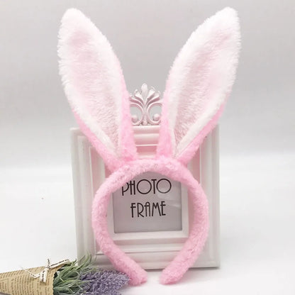 Cute Colorful Bunny Ear Easter Headbands Plush Adult Kids Headwear Rabbit Ear Hair Accessories Masquerade Tiara Adult Children