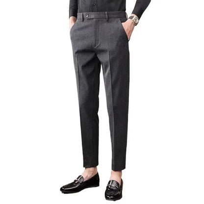 Men's Casual Business Suit Pants Loose-fit Straight-leg Nine-point-length Spring Autumn Fashionable Western-style Trousers