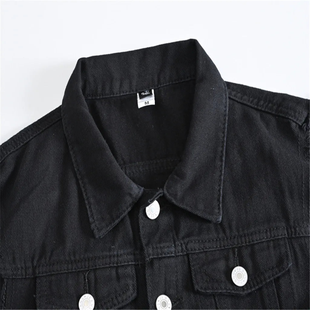 Men's New Fashion Sleeveless Denim Vest  Autumn Casual Solid Color Cowboy Jacket Slim Fit Single-breasted Jeans Streetwear