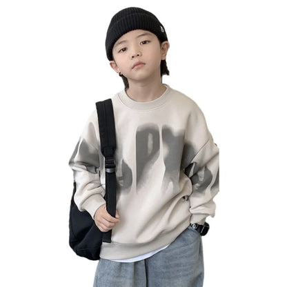 Kids Sweatshirt Boy Warm Hoodless Hoodies Letter Printed Fashion Autumn Children's Clothing Teenagers Casual Spring Tops