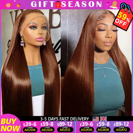 13x4 13x6 Chocolate Brown Lace Front Wigs Bone Brazilian Straight Hair Wigs Lace Frontal Wig Lace Front Human Hair Wig Remy