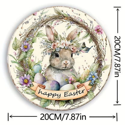 1 Happy Easter Bunny Sign Only Spring,(8x 8 inch) Wooden Garland Sign Easter Egg Sign, Holiday, Garland Door Decoration Wall Dec