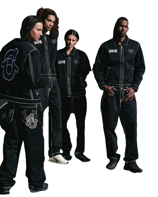 High street gothic y2k hip-hop pocket straight wide leg couple jeans retro embroidered zipper denim jacket two-piece set for men