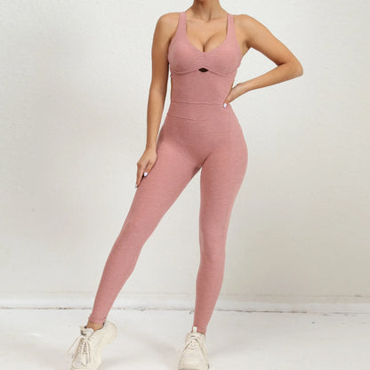 Yoga Set Workout One-piece Suit Women Sports Push Up Yoga Clothes Backless Activewear Fitness Set Women Gym Jumpsuit Female