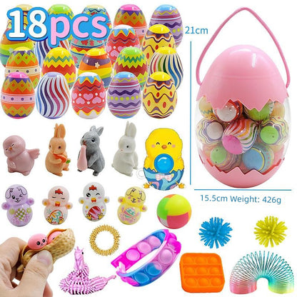 Children's Day Easter Egg Kids Building Blocks Blind Box Cartoon Rabbit Decompression Color Film Puzzle Egg Engineering Car Toys