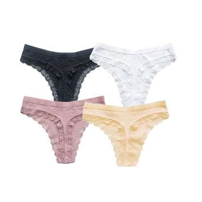 4Pcs/Set Cotton Panties Women G-string Female Underpants Sexy Lingerie M-XL Soft Seamless Underwear Low Waist Panties Intimates
