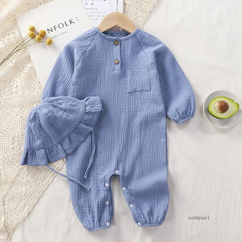 Baby Clothes Newborn Jumpsuit Girls Boys Muslin Spring Autumn Cotton Long Sleeve Infants Romper 0-24M