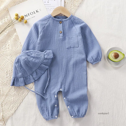 Baby Clothes Newborn Jumpsuit Girls Boys Muslin Spring Autumn Cotton Long Sleeve Infants Romper 0-24M