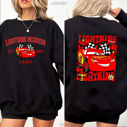 Lightning McQueen Car Graphic Sweatshirts Harajuku Funny Men Women Cars Hoodies Long Sleeve Pullover Crewneck Sweatshirts