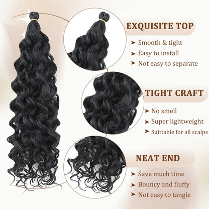 Hawaii Ocean Wave Braiding Synthetic Hair Curly Crochet Hair Extension Goddess Locs Premium Hair Boho Style Hairpiece For Women