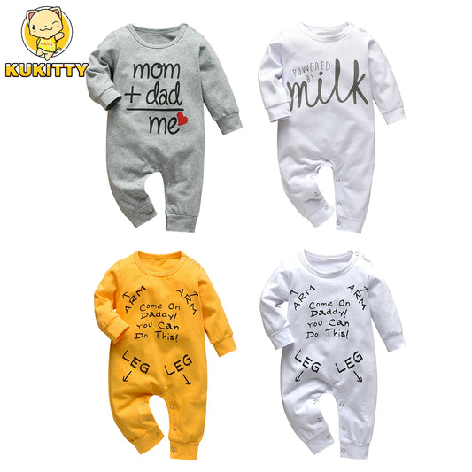Four Seasons Baby Boys Letter Romper Clothes for Newborns infant One Piece Crawling Clothing Cotton Long Sleeve Jumpsuit Onesie