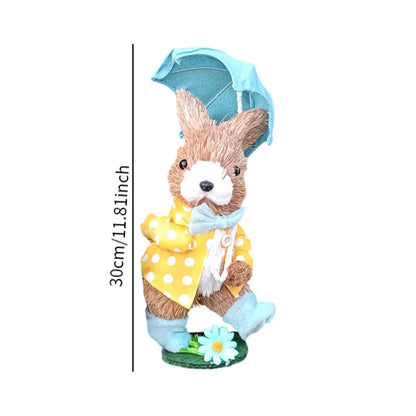 Easter Floor-Standing Bunny Decoration Cute Straw Rabbit Decoration For Garden Kitchen Yard Kindergarten Animal Ornaments