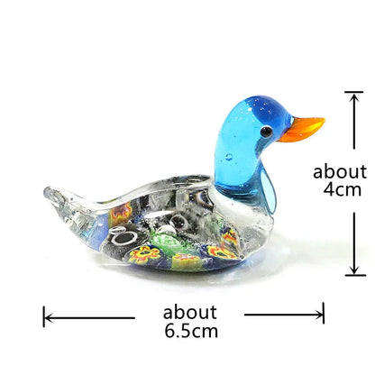 Murano Glass Duck Mini Figurines Craft Ornaments Cute Animal Statue Easter Home Desktop Decor Collection New Year Gifts for Kids
