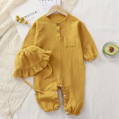 Baby Clothes Newborn Jumpsuit Girls Boys Muslin Spring Autumn Cotton Long Sleeve Infants Romper 0-24M