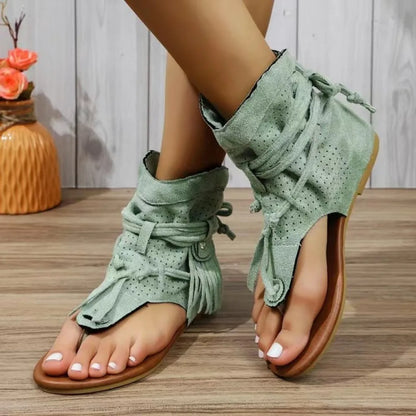 2024 Women Retro Sandals Gladiator Ladies Clip Toe Vintage Boots Casual Tassel Rome Fashion Summer Woman Shoes Female Sandalias