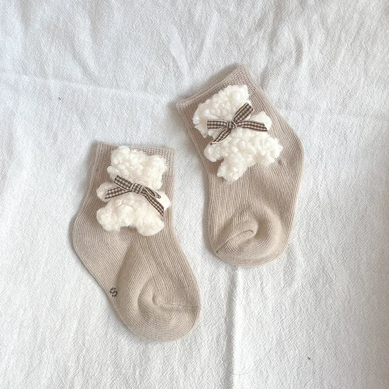 New Baby Infant Socks Cute Bear Newborn Boy Girls Short Sock Kids Toddler Soft Cotton Animal Design Children's Breathable Socken