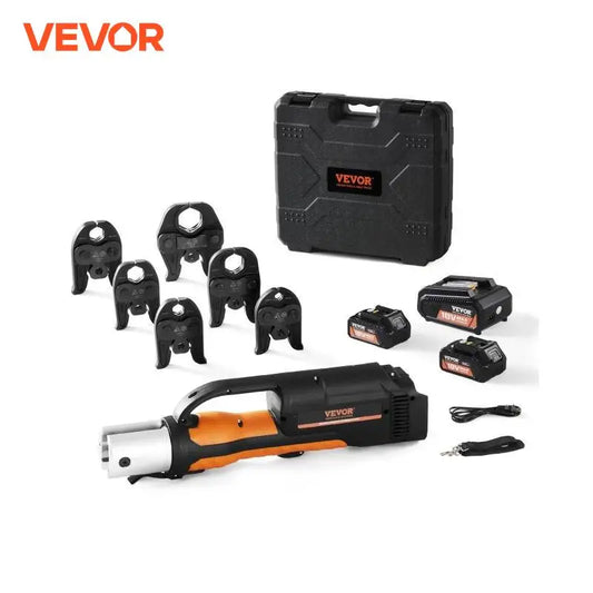 VEVOR Pro Press Tool 18V Electric Pipe For 1/2 to 2inch Stainless Steel 6 Press Jaws 2PCS 4AH Battery Fast Charger Carrying Case