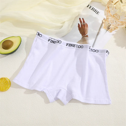 Women's Cotton Panties Boxer Underwear Female Sexy Letter Belt Safety Shorts Seamless Solid Color Intimates Mid Waist Boyshorts